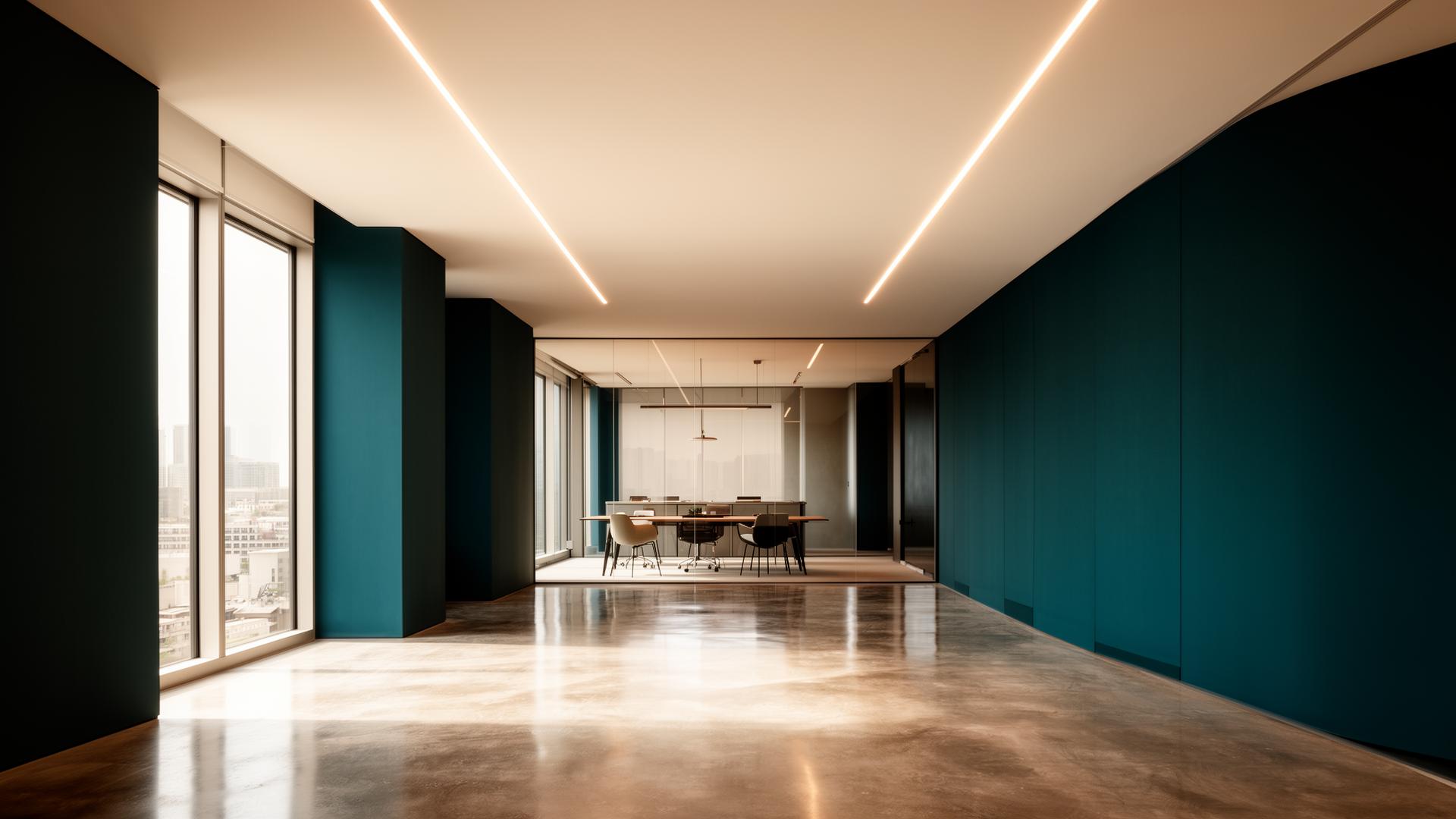 Ambiente comercial reformado pela Lumo Studio com acabamento minimalista
